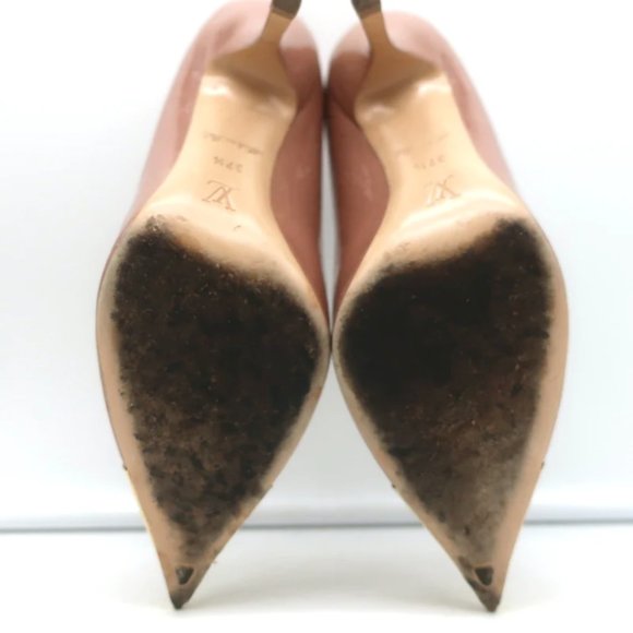 Louis Vuitton Allamanda Gold Cap Toe Pumps Rose Monogram Vernis Size 37.5 - Picture 11 of 12
